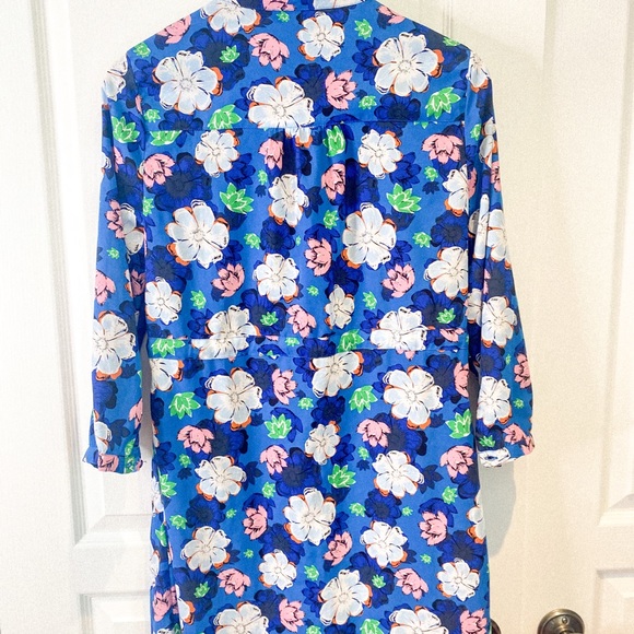 Blue Floral Button Up Dress - Picture 5 of 7